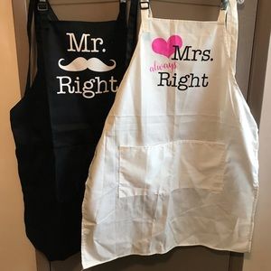 New Set of 2 Coordinating Mr. & Mrs. Cooking/BBQ Aprons.